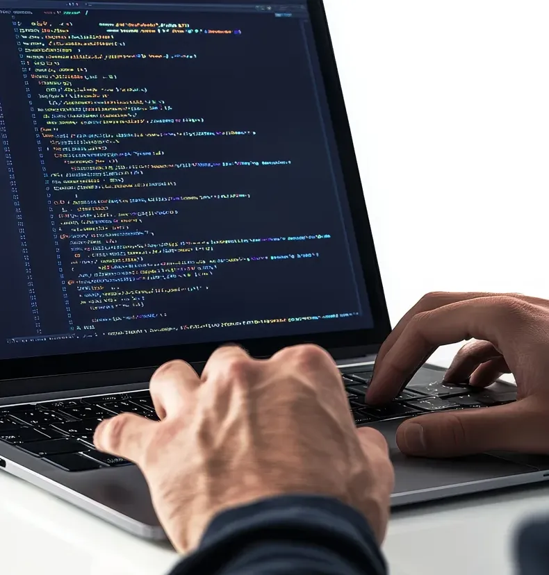 Código en una computadora portátil